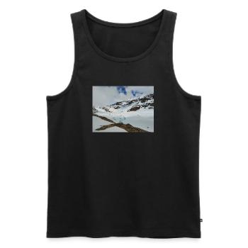 Alpenlandschaft, türkisfarbener eisiger See - Männer Premium Bio Tank Top - Schwarz - Vorne - AI Model Male 178 light (178cm)