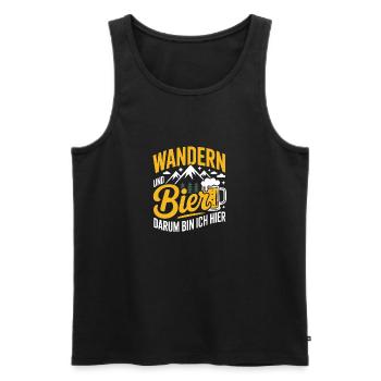 Wandern Und Bier Darum Bin Ich Hier - Männer Premium Bio Tank Top - Schwarz - Vorne - Michal (187cm)