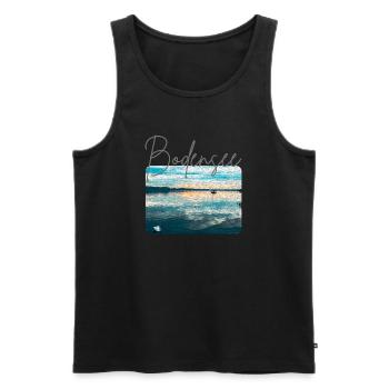 Sonnenaufgang am Bodensee – Morgenstunde - Männer Premium Bio Tank Top - Schwarz - Vorne - AI Model Male 178 light (178cm)