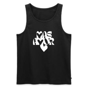 Love Hearts Typographie artistique - Débardeur bio Premium Homme - noir - Devant - Michal (187cm)
