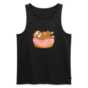 Sloth on donut–Cute and relaxed animal motif - Men's Premium Organic Tank Top - black - Front - AI Model Male 178 light (178cm)
