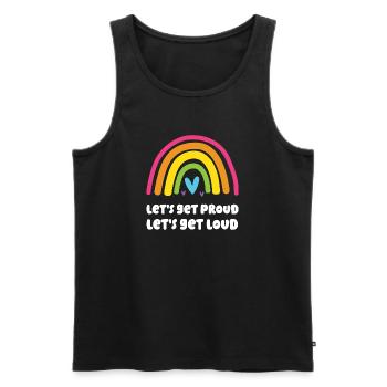 LGBT Pride Month - Lasst uns stolz werden, lasst uns laut werden - Männer Premium Bio Tank Top - Schwarz - Vorne - AI Model Male 178 light (178cm)