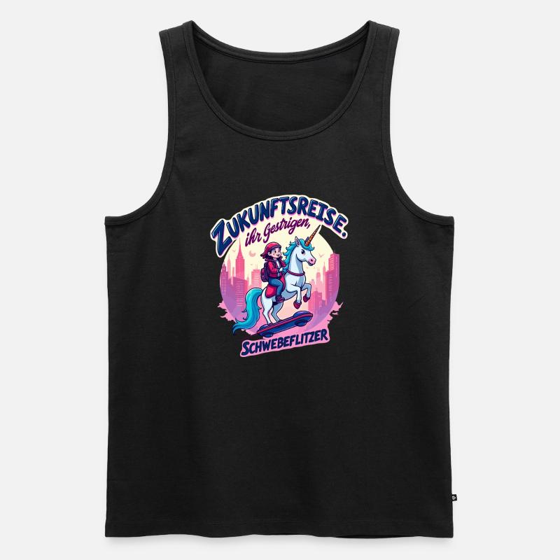 Zukunftritt mit Einhorn - Männer Premium Bio Tank Top - Schwarz