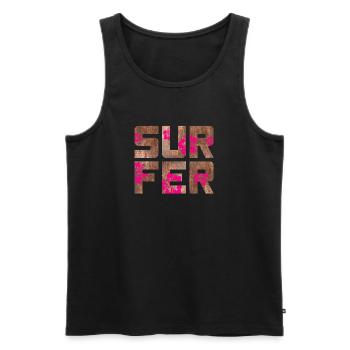 Surfeur Hawaï Camping Plage Planche de surf Camp d’été - Débardeur bio Premium Homme - noir - Devant - Michal (187cm)