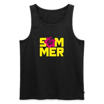 Summer Hawaii Blossom Holiday Holiday Flower Power Sun - Men's Premium Organic Tank Top - black - Front - Michal (187cm)