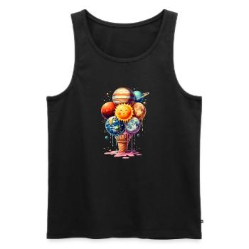 Cream Planet Waffle Système solaire de crème glacée - Débardeur bio Premium Homme - noir - Devant - AI Model Male 178 light (178cm)