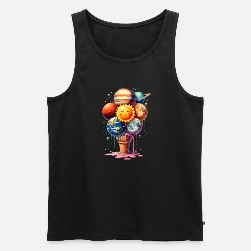 Eiscreme Planeten Waffeleis Sonnensystem - Männer Premium Bio Tank Top - Schwarz