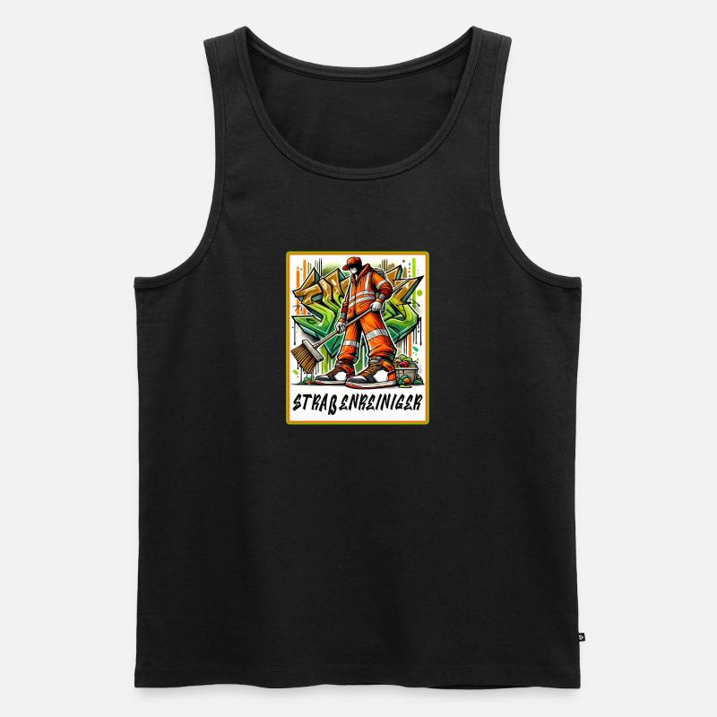 Straßenreiniger im Graffiti-Style - Männer Premium Bio Tank Top - Schwarz