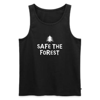 en toute sécurité dans la forêt - Illustration de logo minimal d’arbre - Débardeur bio Premium Homme - noir - Devant - AI Model Male 178 light (178cm)