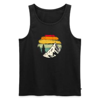 Retro Sunset Ridge Mountain - Men's Premium Organic Tank Top - black - Front - Michal (187cm)