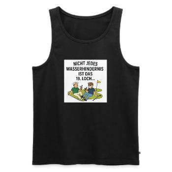 Humorvolles Golf-Motiv: Perfekt für heiße Tage - Männer Premium Bio Tank Top - Schwarz - Vorne - AI Model Male 178 light (178cm)