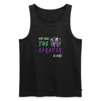 Keep Calm – Le pulvérisateur - Débardeur bio Premium Homme - noir - Devant - AI Model Male 178 light (178cm)