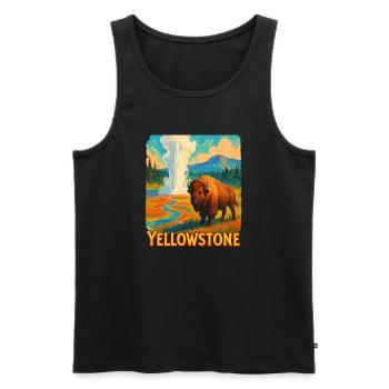 Yellowstone Bison Geysir - Männer Premium Bio Tank Top - Schwarz - Vorne - AI Model Male 178 light (178cm)
