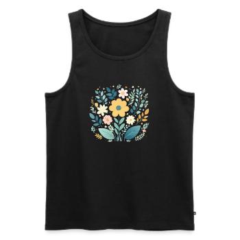 Douce floraison florale pastel - Boho Botanical - Débardeur bio Premium Homme - noir - Devant - Michal (187cm)