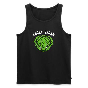Salat - Angry vegan - Vegane Ernährung - Männer Premium Bio Tank Top - Schwarz - Vorne - Michal (187cm)