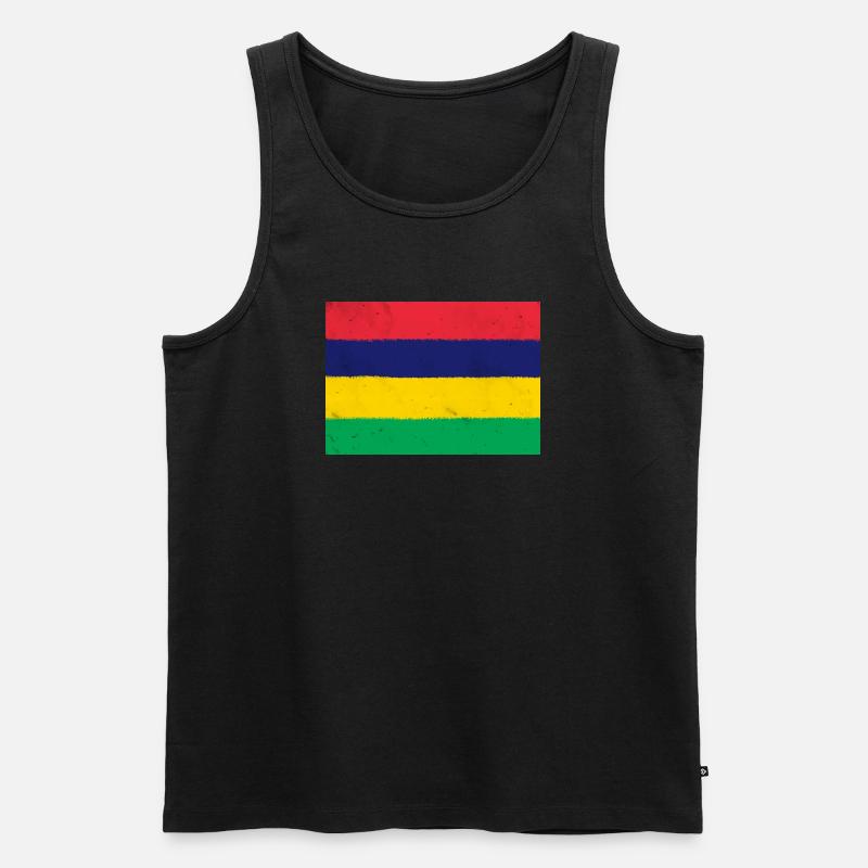 Flagge von Mauritius - Männer Premium Bio Tank Top - Schwarz