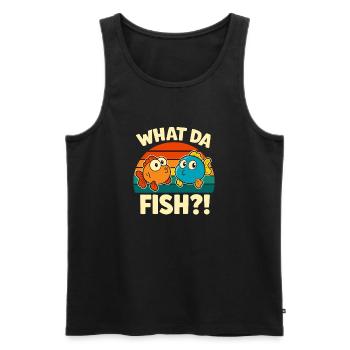 What Da Fisch WTF - Vintage What. Da Fish Cartoon - Männer Premium Bio Tank Top - Schwarz - Vorne - AI Model Male 178 light (178cm)