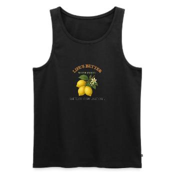 Das Leben ist besser mit Zitronen – säuerlicher Stil mit Geschmack - Männer Premium Bio Tank Top - Schwarz - Vorne - Michal (187cm)