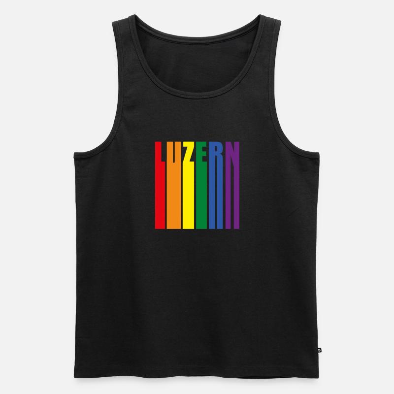 Luzern Schweiz Regenbogen Pride Geschenk - Männer Premium Bio Tank Top - Schwarz