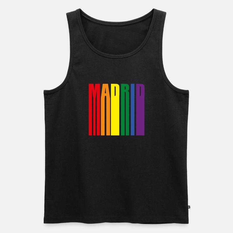 Madrid Spanien Regenbogen Pride Geschenk - Männer Premium Bio Tank Top - Schwarz