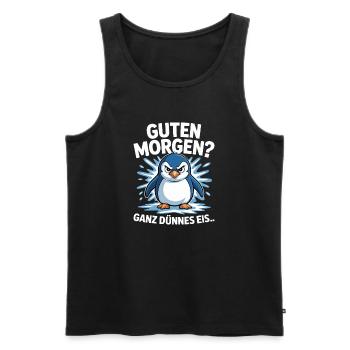 Good morning? Very thin ! Funny Penguin - Men's Premium Organic Tank Top - black - Front - AI Model Male 178 light (178cm)