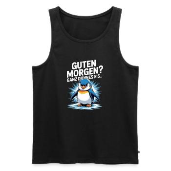 Good morning? Very thin ! Funny Penguin - Men's Premium Organic Tank Top - black - Front - AI Model Male 178 light (178cm)