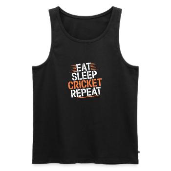 Essen Schlaf Cricket Wiederholung Cricket Cricket - Männer Premium Bio Tank Top - Schwarz - Vorne - Michal (187cm)