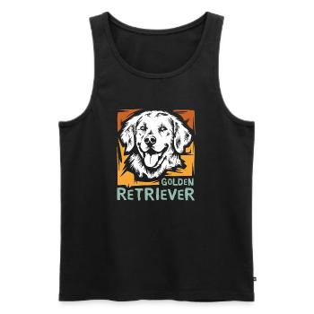 Golden Retriever Dog in Vintage Colors Icon - Men's Premium Organic Tank Top - black - Front - Michal (187cm)
