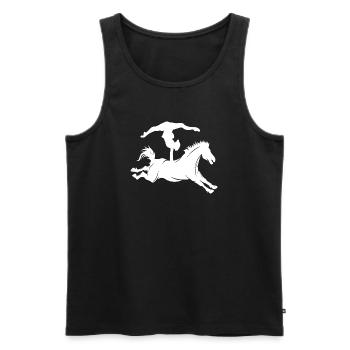 Minimalistische Pferd Reiten Silhouette Voltigiere - Männer Premium Bio Tank Top - Schwarz - Vorne - Michal (187cm)