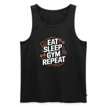 Manger dormir Gym Répéter - Débardeur bio Premium Homme - noir - Devant - Michal (187cm)