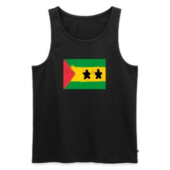 Drapeau de São Tomé-et-Príncipe - Débardeur bio Premium Homme - noir - Devant - AI Model Male 178 light (178cm)