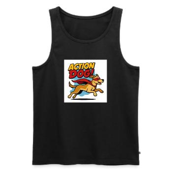 Action Hund Superheld - Männer Premium Bio Tank Top - Schwarz - Vorne - Michal (187cm)
