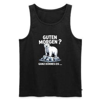 Good morning? Very thin ! Funny polar bear - Men's Premium Organic Tank Top - black - Front - AI Model Male 178 light (178cm)