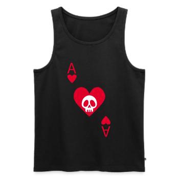Totenkopf und Herz-Ass - Männer Premium Bio Tank Top - Schwarz - Vorne - AI Model Male 178 light (178cm)