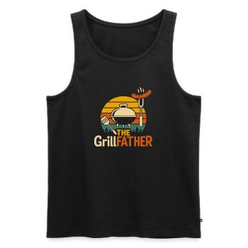 Grilling fun in style - The GrillFather BBQ Kitchen - Men's Premium Organic Tank Top - black - Front - AI Model Male 178 light (178cm)