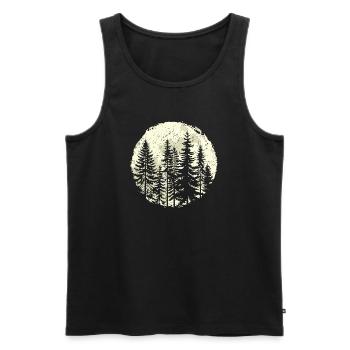 Nachtwald-Silhouette mit Vollmond - Männer Premium Bio Tank Top - Schwarz - Vorne - Michal (187cm)