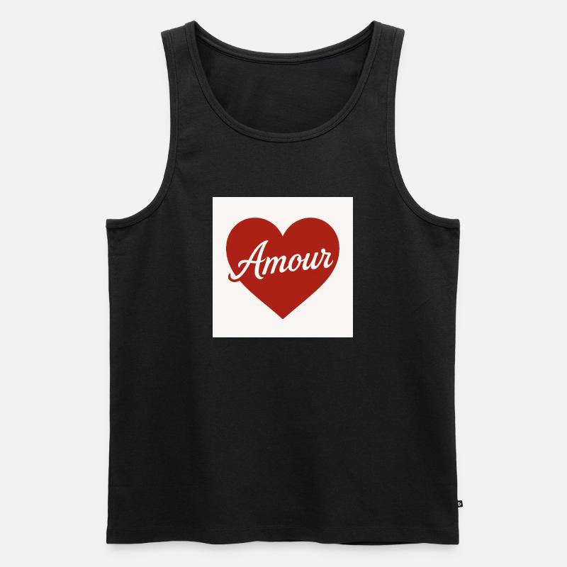 Liebevolle Herzform mit Amour-Text - Männer Premium Bio Tank Top - Schwarz