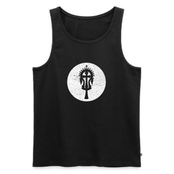 Croix de Lalibela blanc, Héritage sacré d'Éthiopie - Débardeur bio Premium Homme - noir - Devant - Michal (187cm)