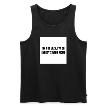 Energy-Saving Mode – Lazy Mode Activated - Men's Premium Organic Tank Top - black - Front - AI Model Male 178 light (178cm)