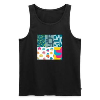 Motif de créature abstrait et ludique vibrant - Débardeur bio Premium Homme - noir - Devant - Michal (187cm)