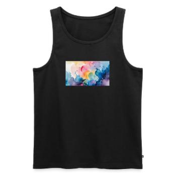 Aquarellfarben Explosion Kunst Design - Männer Premium Bio Tank Top - Schwarz - Vorne - Michal (187cm)
