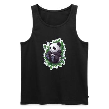 Ours panda mignon - Débardeur bio Premium Homme - noir - Devant - AI Model Male 178 light (178cm)