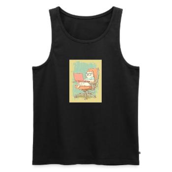 Homeoffice Level: Katze - Männer Premium Bio Tank Top - Schwarz - Vorne - Michal (187cm)