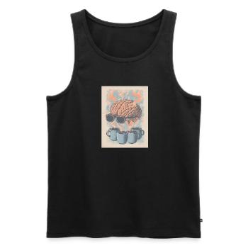 Kaffee = Gehirn an! - Männer Premium Bio Tank Top - Schwarz - Vorne - Michal (187cm)