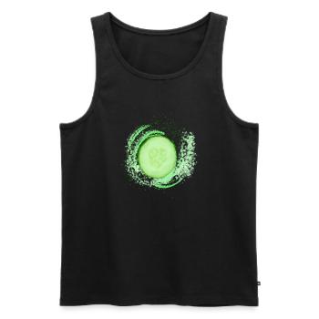 Cucumber Splatter – Modern Art meets Food Design - Männer Premium Bio Tank Top - Schwarz - Vorne - AI Model Male 178 light (178cm)
