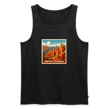 Bryce Canyon Paysage rétro Randonnée Parc naturel - Débardeur bio Premium Homme - noir - Devant - AI Model Male 178 light (178cm)