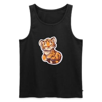 Tigre mignon - Idée cadeau amusante pour les enfants - Débardeur bio Premium Homme - noir - Devant - Michal (187cm)