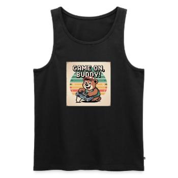 Mignon Teddy Bear Player sur T-shirt - Débardeur bio Premium Homme - noir - Devant - AI Model Male 178 light (178cm)