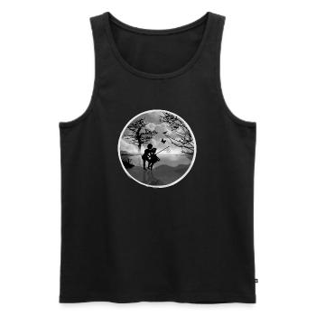 Attrape-papillons au bord du lac – d’une beauté nostalgique - Débardeur bio Premium Homme - noir - Devant - Michal (187cm)