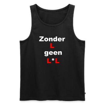 Überraschend minimalistische Typografie - Männer Premium Bio Tank Top - Schwarz - Vorne - AI Model Male 178 light (178cm)